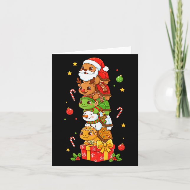 Carte Funny Turtle Santa Elf Snowman Christmas Womens Me (Devant)