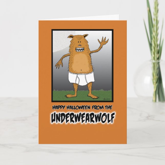 Carte Funny Underwearwolf Halloween (Devant)