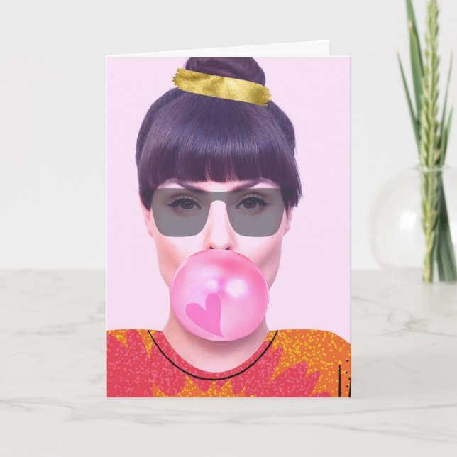 Carte Funny Valentine Dame Cool Chewing Gum (Devant)