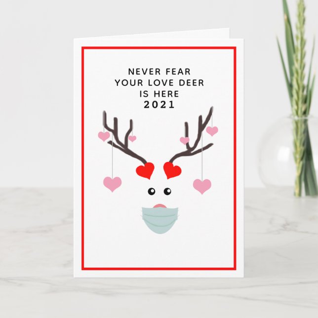 Carte Funny Valentines Day 2021 Love Deer Poem Nom (Devant)