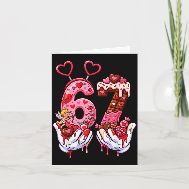 Carte Funny Valentine's Day 67 Meme Hands Six Seven Cud  (Devant)