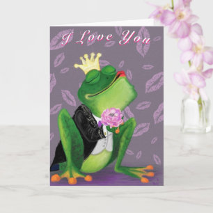 Carte Funny Valentine's Day Card Frog Prince Kissy