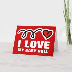 Carte Funny Valentines Day   J'aime ma poupée