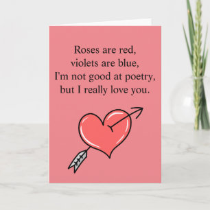 Carte Funny Valentines Day Poème Rose