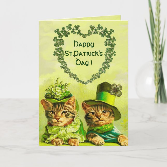 CARTE FUNNY VIEILLE MODE ST.PATRICK'S DAS CHATS AVEC LE  (Devant)