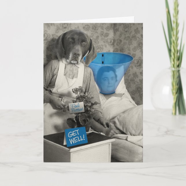 Carte Funny Vintage Chien Nurse Get Well Card (Devant)
