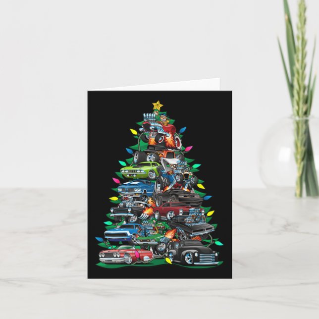Carte Funny Voiture Arbre de Noël Clic Muscle Voitures A (Devant)