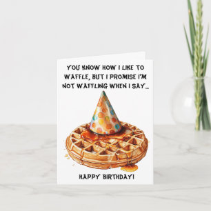 Carte Funny Waffle Message d'anniversaire avec Casquette