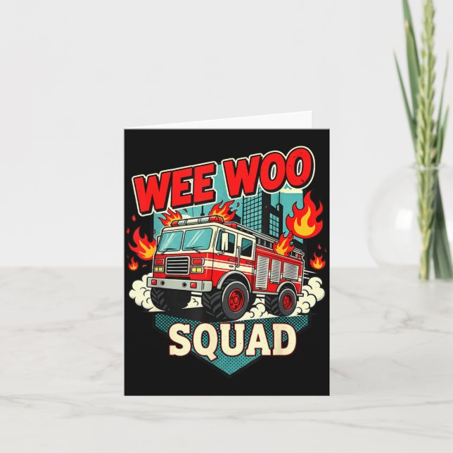 Carte Funny Wee Woo Squad Fire Department Firefighter Fi (Devant)