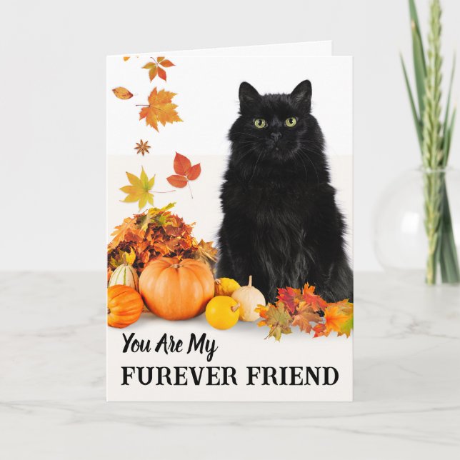 Carte Furever Friend Cute Halloween avec chat noir (Devant)