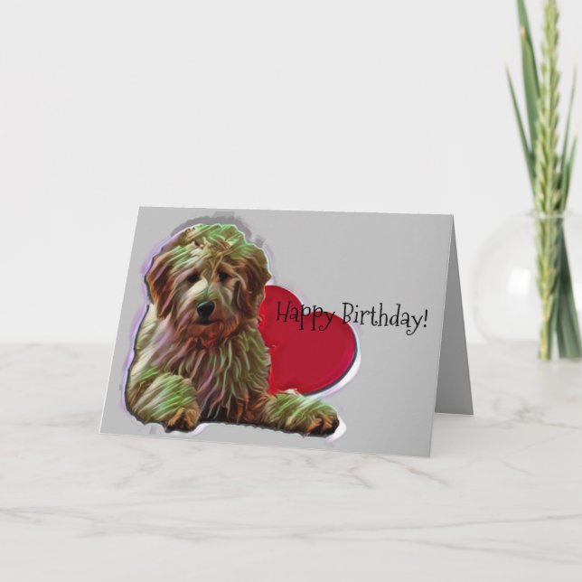 Carte Furry Apricot Goldendoodle Coeur d'amour numérique (Devant)