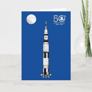 Carte Fusée Saturn v, Alunissage d'Apollo 11 et lune :