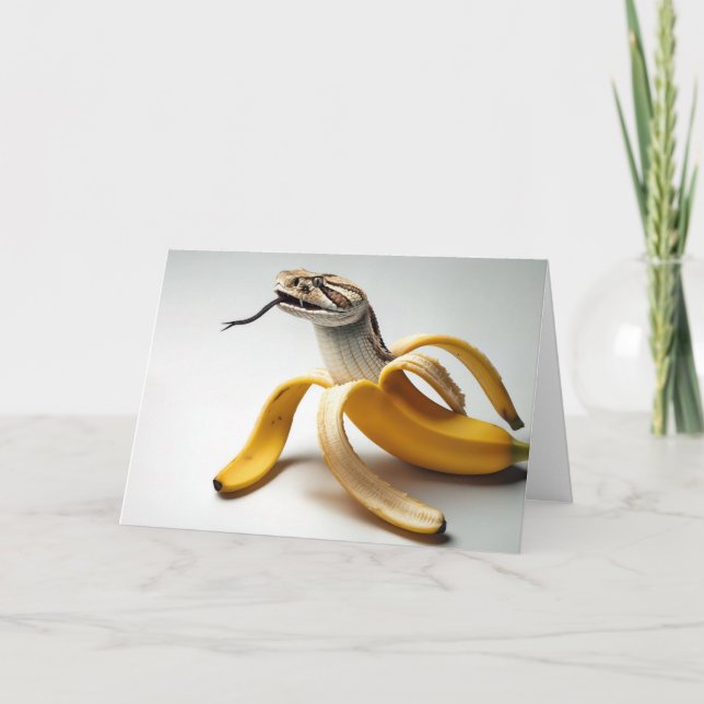 Carte Fusion serpent et banane pour l'anniversaire (Devant)