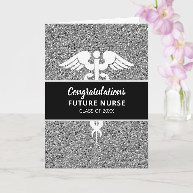 Carte Futur infirmière diplômée Médicale Black Silver Pa (Orchidée)