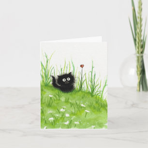 Carte Fuzzy Black Cat par Bihrle Blank Card