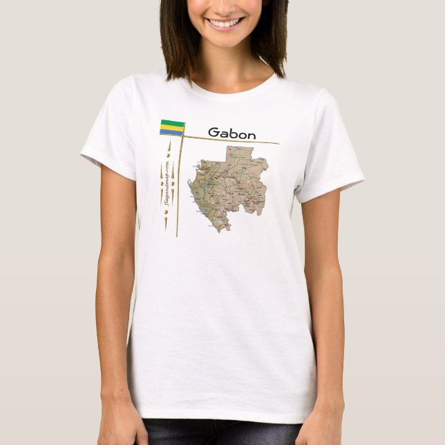 Carte Gabon + Drapeau + Titre T-shirt (Devant)
