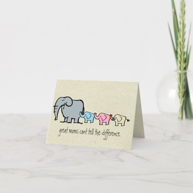 carte gaie de jour de mères d'éléphant (Devant)