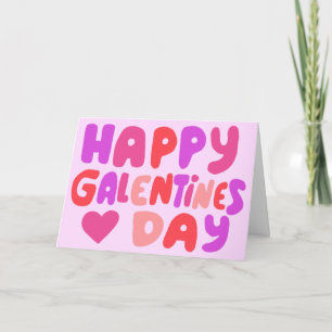 Carte Galentines Jour Bulles Lettres rose Curvy Retro