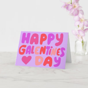 Carte Galentines Jour Bulles Lettres rose Curvy Retro