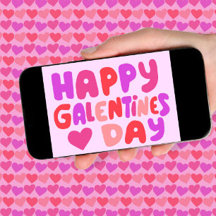 Carte Galentines Jour Bulles Lettres Super Retro Digital