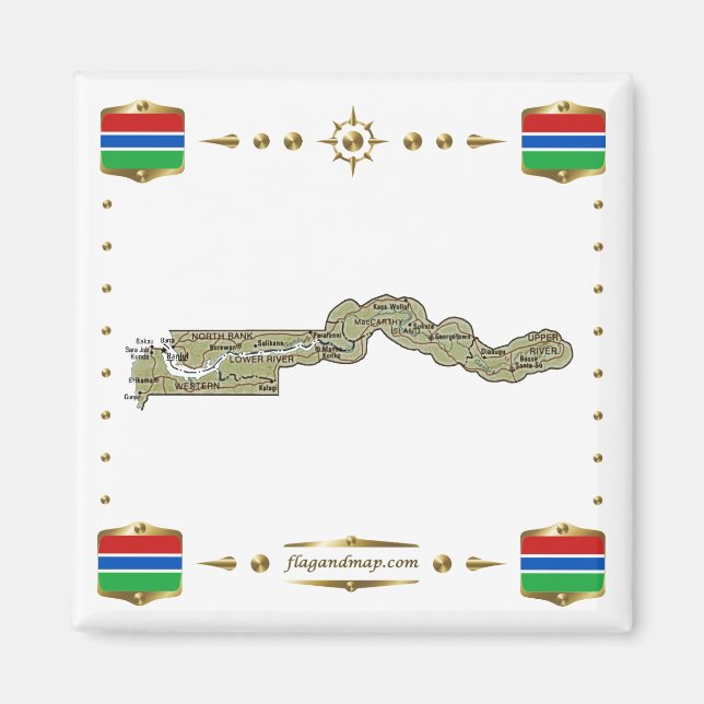 Carte Gambie + Magnet des drapeaux (Devant)