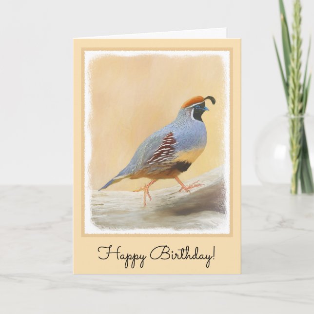 Carte Gambrel's Quail Painting Original Bird Art (Devant)