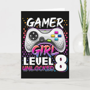 Carte Gamer Girl Level 8 Video Game 8th Birthda