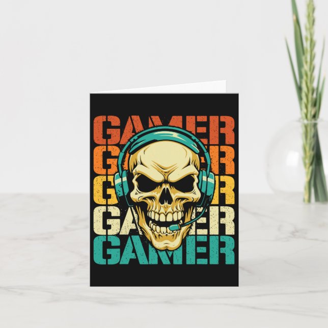 Carte Gamer - Retro Skull Jeu de console Lover Vide (Devant)