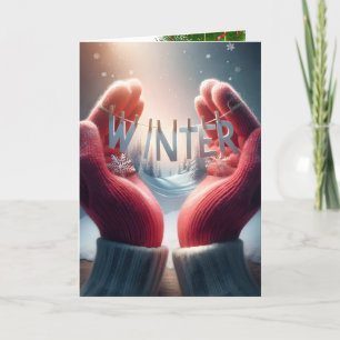 Carte Gants d'hiver avec des flocons de neige