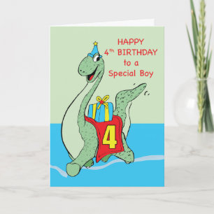Carte Garçon, 4e anniversaire Dinosaur
