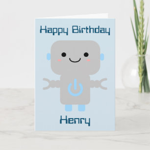 Carte Garçon Anniversaire Mignon Robot Fusée Dessin Anim