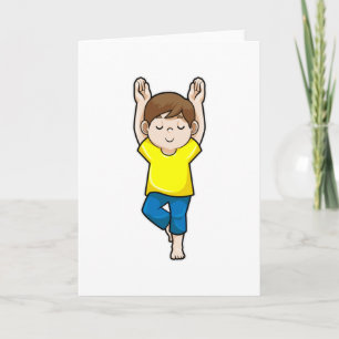 Carte Garçon au Yoga Exercices d'étirement