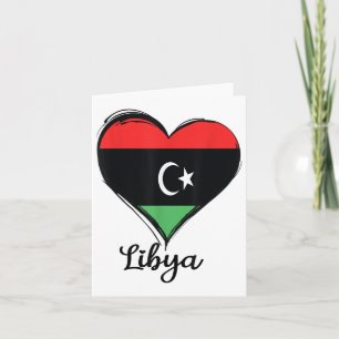 Carte Garçon avec cœur de drapeau libyen Fierté libyenne