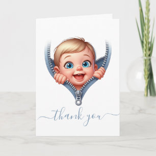 Carte Garçon bébé jeter un oeil sur le Merci de Baby sho