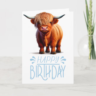 Carte garçon d'anniversaire Highland Cow