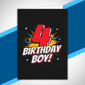 Carte Garçon d'anniversaire Super-héros - 4 Ans - 4ème A