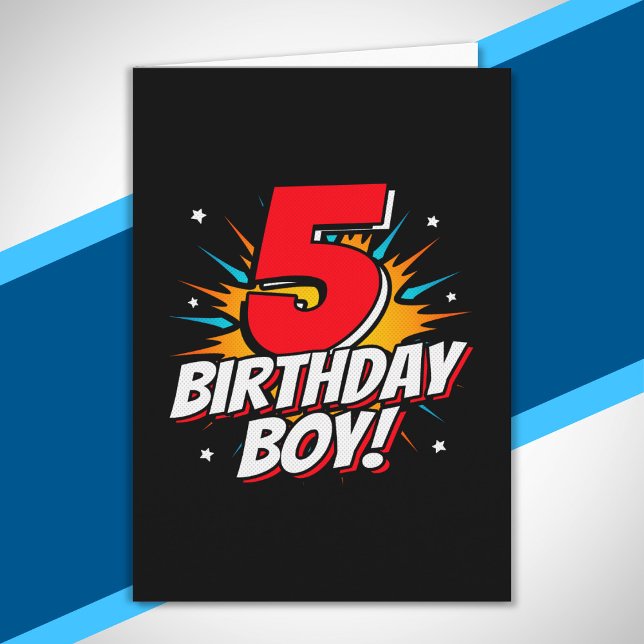 Carte Garçon d'anniversaire super-héros - 5 ans - 5ème a (Créateur téléchargé)