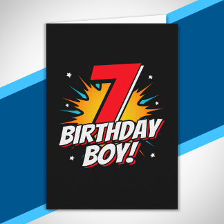Carte Garçon d'anniversaire Super-héros - 7 Ans - 7ème A