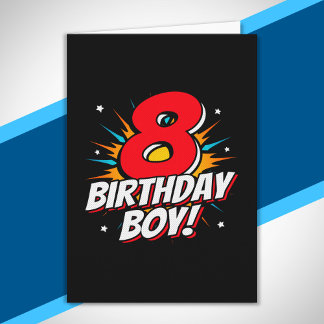 Carte Garçon d'anniversaire Super-héros - 8 Ans - 8ème A
