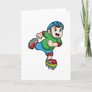 Carte Garçon en patineur avec patins et casque