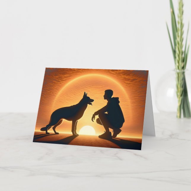 Carte Garçon et chien perdant un animal de compagnie (Devant)