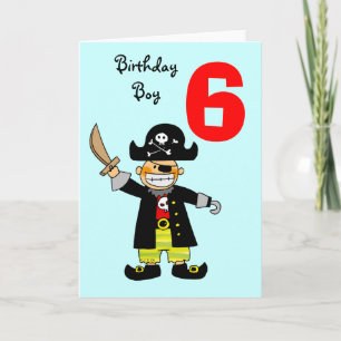 Carte garçon pirate de 6 ans