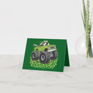 Carte Garçon Saint-Patrick Bébé Camion Monstre Chanceux