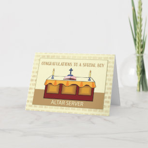 Carte Garçon spécial félicitations servant d'autel catho