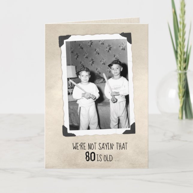 Carte Garçons Avec Bateaux De Baseball 80e Anniversaire  (Devant)