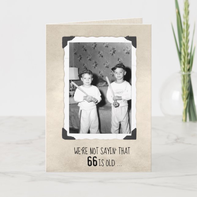 Carte Garçons Avec Bats De Baseball 66e Anniversaire (Devant)