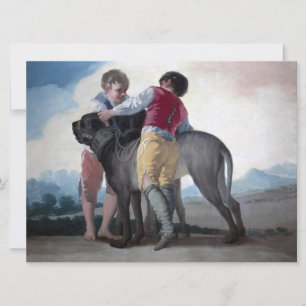 Carte Garçons avec un chien mastiff