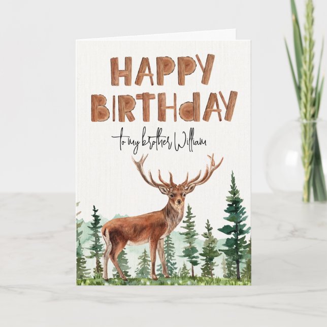 Carte Garçons buck de la forêt "Joyeux anniversaire"  (Devant)