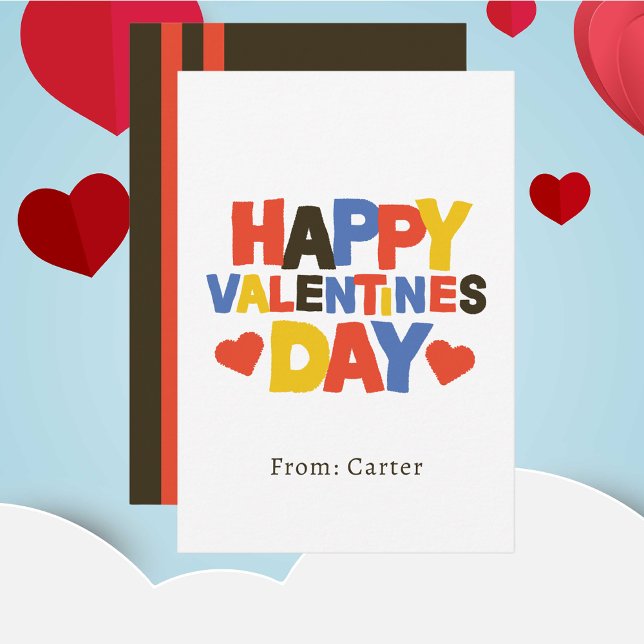 Carte Garçons Enfants Cute Simple School Valentine Card (Créateur téléchargé)