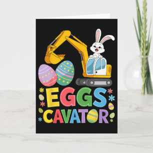 Carte Garçons Enfants Lapin de Pâques Excavatrice Pâques